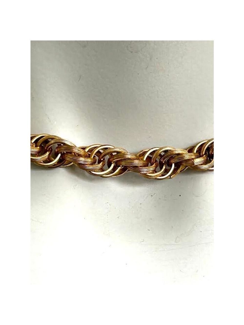 Monet Vintage Gold Tone Chain Row 14” Necklace/Chocker - Picture 3 of 4